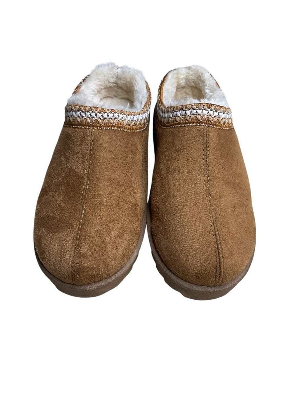 Northside Faux Suede Sherpa Lined Clog Slippers Brown Cozy House Shoes Size 4